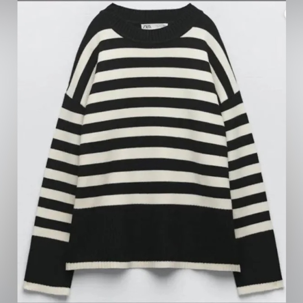 Zara Striped Knit Oversized Sweater